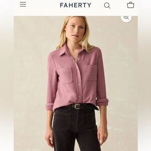 NWT Faherty Legend Sweater Shirt - Rose Twill